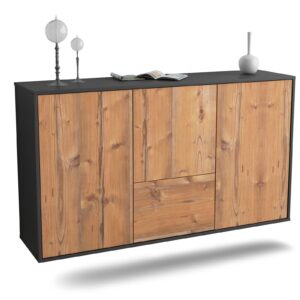Sideboard Vancouver | hängend | Korpus Anthrazit | Front in Pinie Holz Optik | 136x79x35cm (BxHxT)