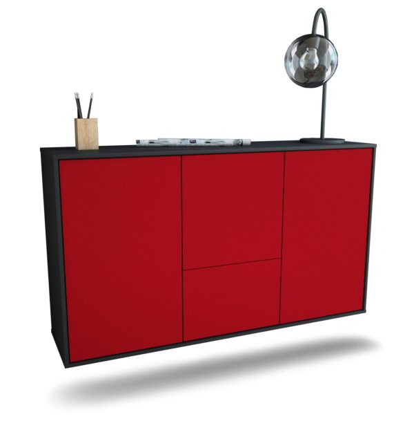 Sideboard Vancouver | hängend | Korpus Anthrazit | Front in Bordeaux | 136x79x35cm (BxHxT)