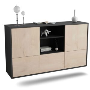 Sideboard Grand Prairie | hängend | Korpus Anthrazit | Front in Zeder Holz Optik | 136x79x35cm (BxHxT)