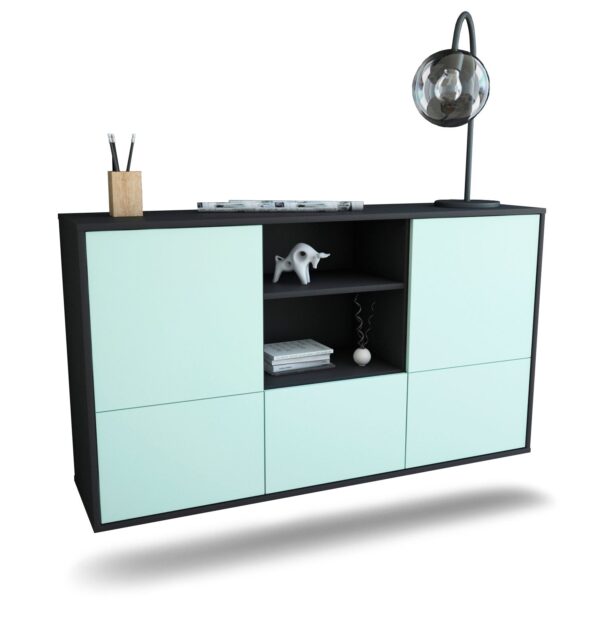 Sideboard Grand Prairie | hängend | Korpus Anthrazit | Front in Mint | 136x79x35cm (BxHxT)
