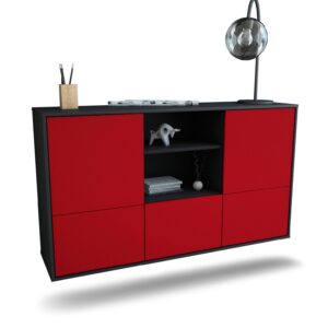 Sideboard Grand Prairie | hängend | Korpus Anthrazit | Front in Bordeaux | 136x79x35cm (BxHxT)