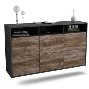 Sideboard Cape Coral | hängend | Korpus Anthrazit | Front in Treibholz Holz Optik | 136x79x35cm (BxHxT)