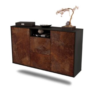 Sideboard Dayton | hängend | Korpus Anthrazit | Front in Rost Optik | 136x79x35cm (BxHxT)