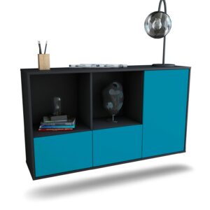 Sideboard Springfield | hängend | Korpus Anthrazit | Front in Türkis | 136x79x35cm (BxHxT)
