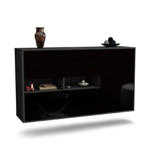 Sideboard Santa Rosa, Schwarz, hängend (136x79x35cm)