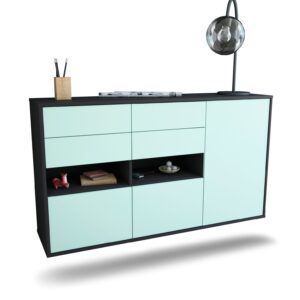 Sideboard Santa Rosa | hängend | Korpus Anthrazit | Front in Mint | 136x79x35cm (BxHxT)