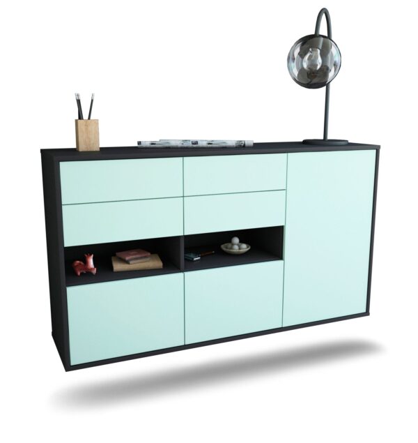Sideboard Santa Rosa | hängend | Korpus Anthrazit | Front in Mint | 136x79x35cm (BxHxT)