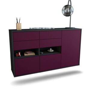 Sideboard Santa Rosa | hängend | Korpus Anthrazit | Front in Lila | 136x79x35cm (BxHxT)