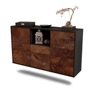 Sideboard Pomona | hängend | Korpus Anthrazit | Front in Rost Optik | 136x79x35cm (BxHxT)