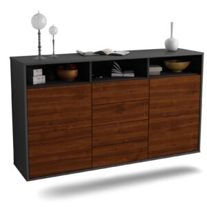 Sideboard Salem | hängend | Korpus Anthrazit | Front in Walnuss Holz Optik | 136x79x35cm (BxHxT)