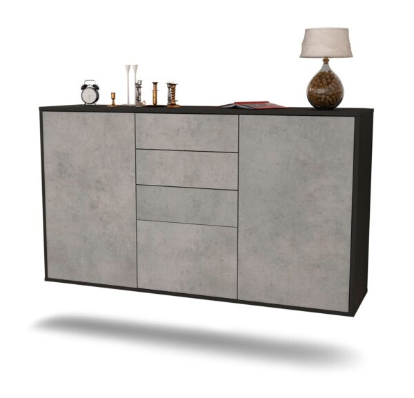 Sideboard Sioux Falls, Beton, hängend (136x79x35cm)