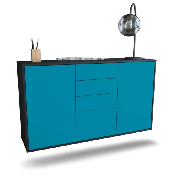 Sideboard Sioux Falls, Türkis, hängend (136x79x35cm)