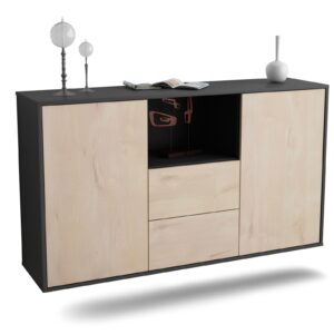 Sideboard Port St. Lucie | hängend | Korpus Anthrazit | Front in Zeder Holz Optik | 136x79x35cm (BxHxT)