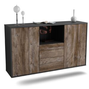 Sideboard Port St. Lucie | hängend | Korpus Anthrazit | Front in Treibholz Holz Optik | 136x79x35cm (BxHxT)