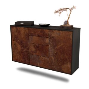 Sideboard Corona | hängend | Korpus Anthrazit | Front in Rost Optik | 136x79x35cm (BxHxT)
