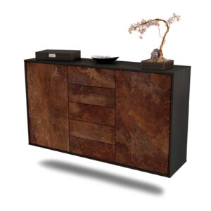 Sideboard Pembroke Pines | hängend | Korpus Anthrazit | Front in Rost Optik | 136x79x35cm (BxHxT)