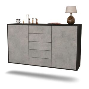 Sideboard Pembroke Pines | hängend | Korpus Anthrazit | Front in Beton Optik | 136x79x35cm (BxHxT)