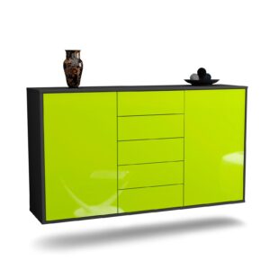 Sideboard Pembroke Pines | hängend | Korpus Anthrazit | Front in Hochglanz Grün | 136x79x35cm (BxHxT)