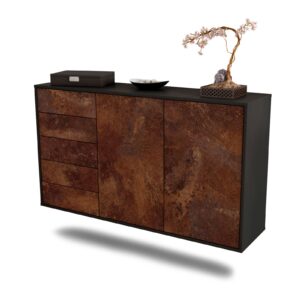 Sideboard Peoria | hängend | Korpus Anthrazit | Front in Rost Optik | 136x79x35cm (BxHxT)