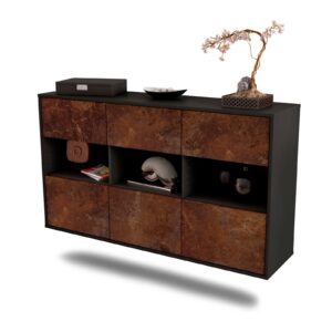 Sideboard Paterson | hängend | Korpus Anthrazit | Front in Rost Optik | 136x79x35cm (BxHxT)