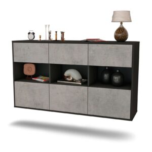 Sideboard Paterson | hängend | Korpus Anthrazit | Front in Beton Optik | 136x79x35cm (BxHxT)