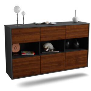 Sideboard Paterson | hängend | Korpus Anthrazit | Front in Walnuss Holz Optik | 136x79x35cm (BxHxT)