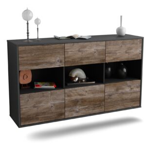 Sideboard Paterson | hängend | Korpus Anthrazit | Front in Treibholz Holz Optik | 136x79x35cm (BxHxT)