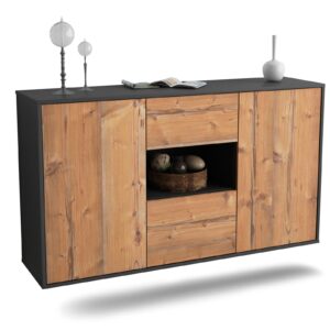 Sideboard Pasadena | hängend | Korpus Anthrazit | Front in Pinie Holz Optik | 136x79x35cm (BxHxT)