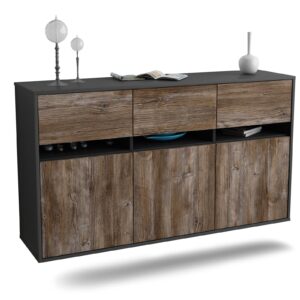 Sideboard Joliet | hängend | Korpus Anthrazit | Front in Treibholz Holz Optik | 136x79x35cm (BxHxT)