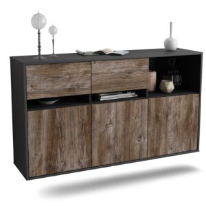 Sideboard Enterprise | hängend | Korpus Anthrazit | Front in Treibholz Holz Optik | 136x79x35cm (BxHxT)
