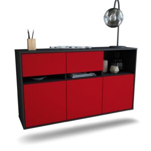 Sideboard Enterprise | hängend | Korpus Anthrazit | Front in Bordeaux | 136x79x35cm (BxHxT)