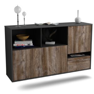 Sideboard Salinas | hängend | Korpus Anthrazit | Front in Treibholz Holz Optik | 136x79x35cm (BxHxT)
