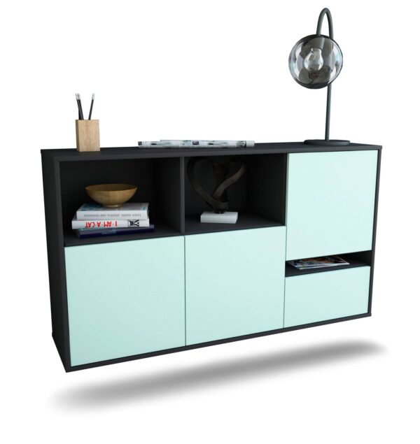Sideboard Salinas | hängend | Korpus Anthrazit | Front in Mint | 136x79x35cm (BxHxT)
