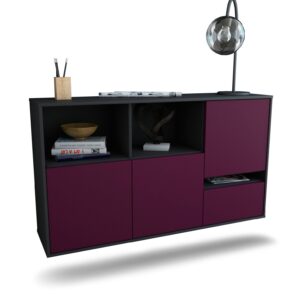 Sideboard Salinas | hängend | Korpus Anthrazit | Front in Lila | 136x79x35cm (BxHxT)