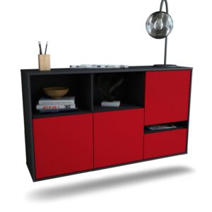 Sideboard Salinas | hängend | Korpus Anthrazit | Front in Bordeaux | 136x79x35cm (BxHxT)