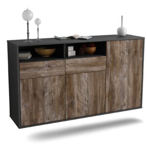 Sideboard Hollywood | hängend | Korpus Anthrazit | Front in Treibholz Holz Optik | 136x79x35cm (BxHxT)