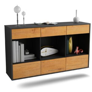 Sideboard Torrance | hängend | Korpus Anthrazit | Front in Eiche Holz Optik | 136x79x35cm (BxHxT)