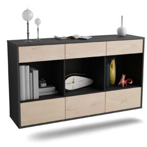 Sideboard Torrance | hängend | Korpus Anthrazit | Front in Zeder Holz Optik | 136x79x35cm (BxHxT)