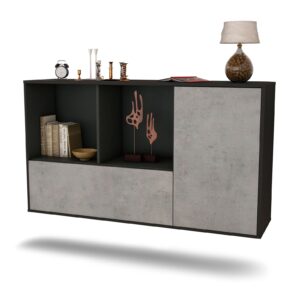 Sideboard Palmdale | hängend | Korpus Anthrazit | Front in Beton Optik | 136x79x35cm (BxHxT)