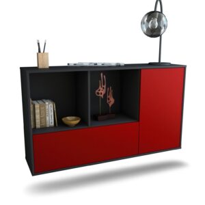 Sideboard Palmdale | hängend | Korpus Anthrazit | Front in Bordeaux | 136x79x35cm (BxHxT)