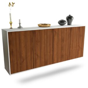 Sideboard Lakewood | hängend | Korpus Weiß | Front in Walnuss Holz Optik | 180x79x35cm (BxHxT)