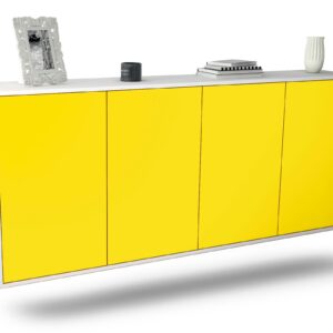Sideboard Lakewood | hängend | Korpus Weiß | Front in Gelb | 180x79x35cm (BxHxT)