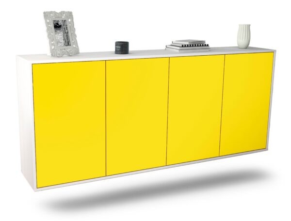 Sideboard Lakewood | hängend | Korpus Weiß | Front in Gelb | 180x79x35cm (BxHxT)