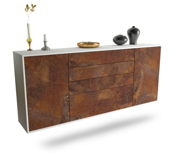 Sideboard Alexandria | hängend | Korpus Weiß | Front in Rost Optik | 180x79x35cm (BxHxT)