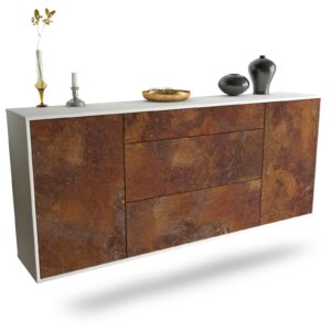 Sideboard Syracuse | hängend | Korpus Weiß | Front in Rost Optik | 180x79x35cm (BxHxT)