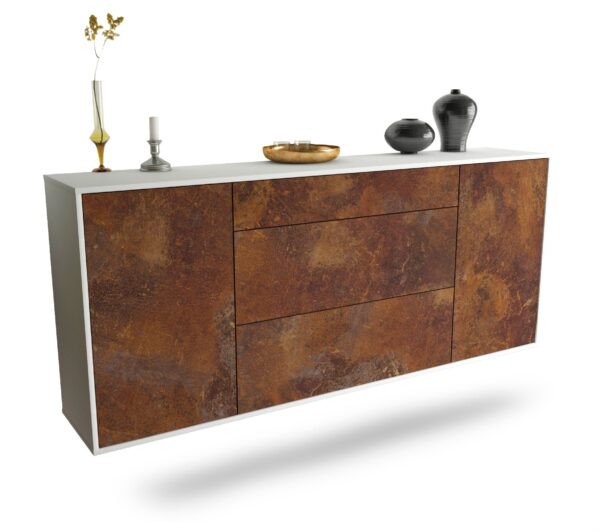 Sideboard Syracuse | hängend | Korpus Weiß | Front in Rost Optik | 180x79x35cm (BxHxT)