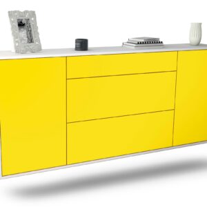 Sideboard Syracuse | hängend | Korpus Weiß | Front in Gelb | 180x79x35cm (BxHxT)
