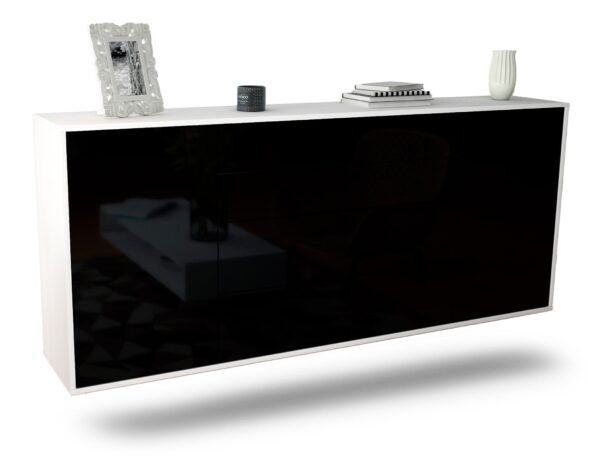 Sideboard Bridgeport, Schwarz, hängend (180x79x35cm)
