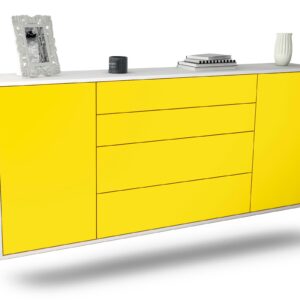 Sideboard Bridgeport, Gelb, hängend (180x79x35cm)