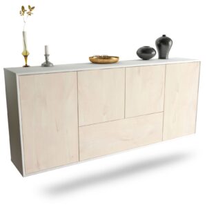 Sideboard Escondido | hängend | Korpus Weiß | Front in Zeder Holz Optik | 180x79x35cm (BxHxT)
